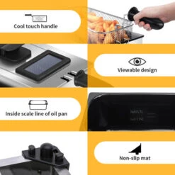 Aigostar Ushas 30HEZ - Friggitrice 2200Watts, Capacità 3Litri Con Finestra, Controllo Di Temperatura, Ciotola D'olio Removibile. Realizzata In Acciaio Inossidabile. Design Esclusivo. -Piccoli Elettrodomestici Negozio 72603479 4