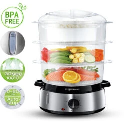 Aigostar Fitfoodie 30INA - Vaporiera Elettrica In Acciaio Inox, Con Timer, 3 Cestini, 800W, BPA Free Fornetti A Vapore Design Esclusivo -Piccoli Elettrodomestici Negozio 72603494 3
