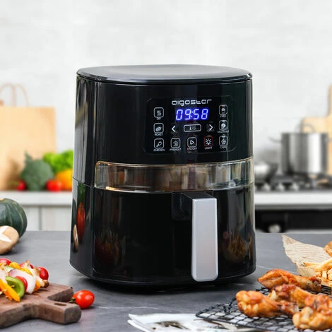 Aigostar Maha - Friggitrice Ad Aria 7 In 1 Da 4 L Con Finestra Di Visualizzazione Con Controllo Dell'illuminazione Indipendente, Cestello Antiaderente. Friggitrice Senza Olio 1600 W, Nero 2 Aigostar Maha - Friggitrice Ad Aria 7 In 1 Da 4 L Con Finestra Di Visualizzazione Con Controllo Dell'illuminazione Indipendente, Cestello Antiaderente. Friggitrice Senza Olio 1600 W, Nero - immagine 2