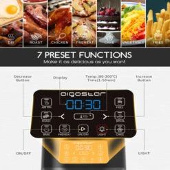 Aigostar Maha - Friggitrice Ad Aria 7 In 1 Da 4 L Con Finestra Di Visualizzazione Con Controllo Dell'illuminazione Indipendente, Cestello Antiaderente. Friggitrice Senza Olio 1600 W, Nero 8 Aigostar Maha - Friggitrice Ad Aria 7 In 1 Da 4 L Con Finestra Di Visualizzazione Con Controllo Dell'illuminazione Indipendente, Cestello Antiaderente. Friggitrice Senza Olio 1600 W, Nero -Piccoli Elettrodomestici Negozio 72603506 4