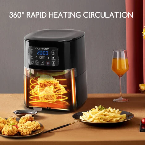 Aigostar Maha - Friggitrice Ad Aria 7 In 1 Da 4 L Con Finestra Di Visualizzazione Con Controllo Dell'illuminazione Indipendente, Cestello Antiaderente. Friggitrice Senza Olio 1600 W, Nero 5 Aigostar Maha - Friggitrice Ad Aria 7 In 1 Da 4 L Con Finestra Di Visualizzazione Con Controllo Dell'illuminazione Indipendente, Cestello Antiaderente. Friggitrice Senza Olio 1600 W, Nero - immagine 5