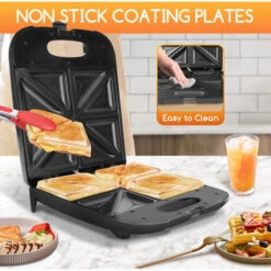 Aigostar Dylan - Sandwich Maker XXL Per 4 Tramezzini, 1400W, Tostapane Con Rivestimento Antiaderente, Riscaldamento Rapido, Temperatura Automatica, Stoccaggio Verticale, Piedini Antiscivolo, BPA FREE -Piccoli Elettrodomestici Negozio 72603513 3