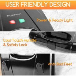 Aigostar Dylan - Sandwich Maker XXL Per 4 Tramezzini, 1400W, Tostapane Con Rivestimento Antiaderente, Riscaldamento Rapido, Temperatura Automatica, Stoccaggio Verticale, Piedini Antiscivolo, BPA FREE -Piccoli Elettrodomestici Negozio 72603513 4