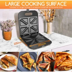 Aigostar Dylan - Sandwich Maker XXL Per 4 Tramezzini, 1400W, Tostapane Con Rivestimento Antiaderente, Riscaldamento Rapido, Temperatura Automatica, Stoccaggio Verticale, Piedini Antiscivolo, BPA FREE -Piccoli Elettrodomestici Negozio 72603513 5