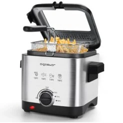 Aigostar Fries 30IZD - Friggitrice Compatta Da 1,5 L In Acciaio Inox, 1000 Watt Con Finestra Di Visualizzazione, Controllo Temperatura, Design Esclusivo.