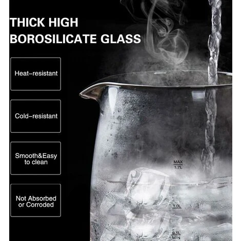 BOLLITORE ELETTRICO IN VETRO 1.7 LITRI CON FILTRO E LED BLU 2200 W AIGOSTAR-Bian 3 BOLLITORE ELETTRICO IN VETRO 1.7 LITRI CON FILTRO E LED BLU 2200 W AIGOSTAR-Bian - immagine 3