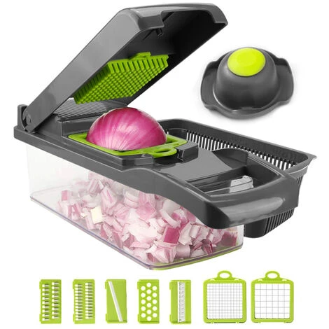 Tritaverdure, Trita Cipolle, Tritacarne Professionale 10 In 1 Tritaverdure Multifunzionale E Affettatrice, Tagliaverdure, Tagliaverdure Regolabile Con Contenitore (grigio) 12,5''x4,5'' X4,5'' 1 Tritaverdure, Trita Cipolle, Tritacarne Professionale 10 In 1 Tritaverdure Multifunzionale E Affettatrice, Tagliaverdure, Tagliaverdure Regolabile Con Contenitore (grigio) 12,5''x4,5'' X4,5''