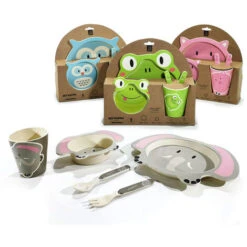 Set Pappa 5pz Stoviglie Per Bambini In Melamina Svezzamento Piatto Ciotola Tazza -Piccoli Elettrodomestici Negozio 74829791 5