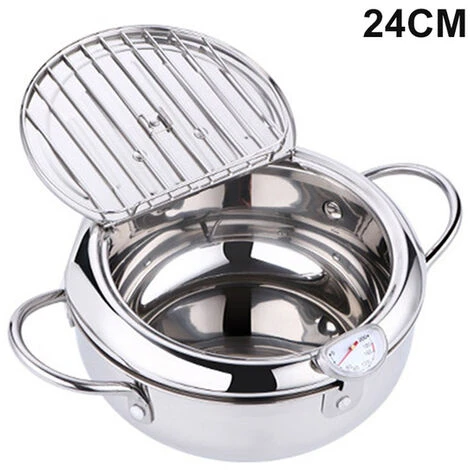Tempura Padella Antiaderente In Acciaio Inox Con Coperchio Termometro 2 Tempura Padella Antiaderente In Acciaio Inox Con Coperchio Termometro - immagine 2