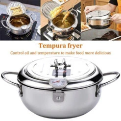 Tempura Padella Antiaderente In Acciaio Inox Con Coperchio Termometro 9 Tempura Padella Antiaderente In Acciaio Inox Con Coperchio Termometro -Piccoli Elettrodomestici Negozio 75453490 5