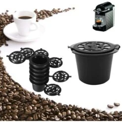 6 Pezzi Riutilizzabili Tazza Di Capsule Di Caffè Con Cucchiaio Pennello Nero Ricaricabile Capsule Di Caffè Ricarica Filtro Stoviglie Regalo -Piccoli Elettrodomestici Negozio 76775905 5