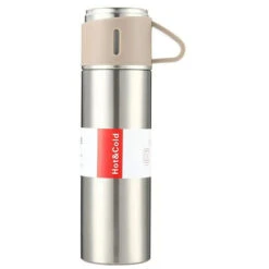 Bottiglia D'acqua Isolata Sottovuoto In Acciaio Inossidabile A Doppio Strato Bottiglia Termica 12H Mantiene Caldo E Freddo A Tenuta Stagna Adatto Per Viaggi All'aperto In Ufficio A Casa (Argento)