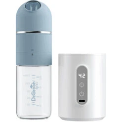 Scaldabiberon Portatile Termostato Per Biberon Termostato Regolabile Display A LED Alimentato Tramite USB Con Biberon In Vetro Da 150 Ml E Distributore Di Latte In Polvere (blu)