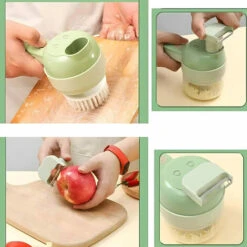 Set Tagliaverdure Elettrico Portatile 4 In 1, Robot Da Cucina Wireless Per Aglio Pepe Peperoncino Cipolla Sedano Carne Zenzero Con Spazzola -Piccoli Elettrodomestici Negozio 77494445 4