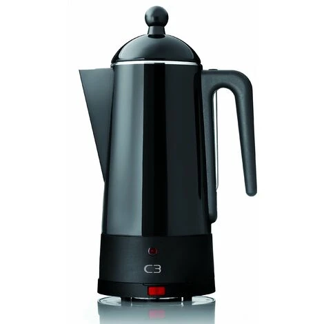 C3 30-30254 Caffettiera Di Design Con Filtro Percolatore Eco, Capacità 2 - 6 Tazze, In Acciaio Inox Laccato, Colore: Nero -Piccoli Elettrodomestici Negozio 78979829 1
