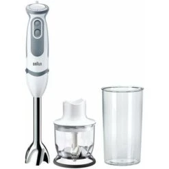 Braun Minipimer MultiQuick 5 Vario MQ5220WH Frullatore Ad Immersione, 21 Velocità, Tecnologia Tedesca, Impugnatura Ergonomica, Dotato Di Tritatutto Da 350ml E Bicchiere Da 600ml, Potenza 1000W, Bianco