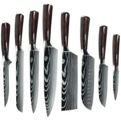 MDHAND Set Di Coltelli Da Cucina Professionale, Set Di Coltelli Da Chef Tedeschi In Acciaio Inossidabile Con Coperchio (8PCS)