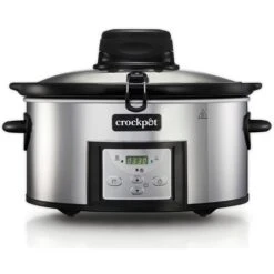 Crock-Pot Slow Cooker Auto Mescolante Digitale E Programmabile, Capacità 5.7 Litri, Adatto Fino A 6 Persone, Argento