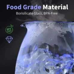 BOLLITORE ELETTRICO IN VETRO CON FILTRO INTEGRATO E LED BLU 1L 2200 W A LED -Piccoli Elettrodomestici Negozio 79490003 3