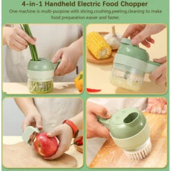 Tritaverdure 4 In 1 Set Tritatutto Elettrico Portatile Set Tagliaverdure Wireless Con Alimentazione USB Per Aglio Peperoncino Cipolla Sedano Zenzero Carne (verde) 8 Tritaverdure 4 In 1 Set Tritatutto Elettrico Portatile Set Tagliaverdure Wireless Con Alimentazione USB Per Aglio Peperoncino Cipolla Sedano Zenzero Carne (verde) -Piccoli Elettrodomestici Negozio 80891546 4