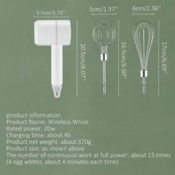 Sbattitore Elettrico, Frullatore Multifunzione A 3 Velocità Ricaricabile USB Senza Fili Con 2 Fruste, Sbattitore Elettrico Portatile Per Proteine Di Crema Pasticcera 7 Sbattitore Elettrico, Frullatore Multifunzione A 3 Velocità Ricaricabile USB Senza Fili Con 2 Fruste, Sbattitore Elettrico Portatile Per Proteine Di Crema Pasticcera -Piccoli Elettrodomestici Negozio 81290480 3
