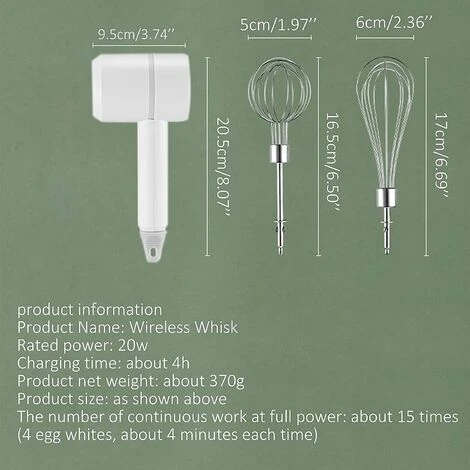 Sbattitore Elettrico, Frullatore Multifunzione A 3 Velocità Ricaricabile USB Senza Fili Con 2 Fruste, Sbattitore Elettrico Portatile Per Proteine Di Crema Pasticcera 3 Sbattitore Elettrico, Frullatore Multifunzione A 3 Velocità Ricaricabile USB Senza Fili Con 2 Fruste, Sbattitore Elettrico Portatile Per Proteine Di Crema Pasticcera - immagine 3