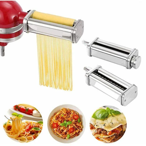 Pasta Maker Attachment Pasta Roller Cutter Parts Noodles Press Machine Compatibile Con Le Impastatrici KitchenAid Per Pasta Sfoglia (Argento) 2 Pasta Maker Attachment Pasta Roller Cutter Parts Noodles Press Machine Compatibile Con Le Impastatrici KitchenAid Per Pasta Sfoglia (Argento) - immagine 2