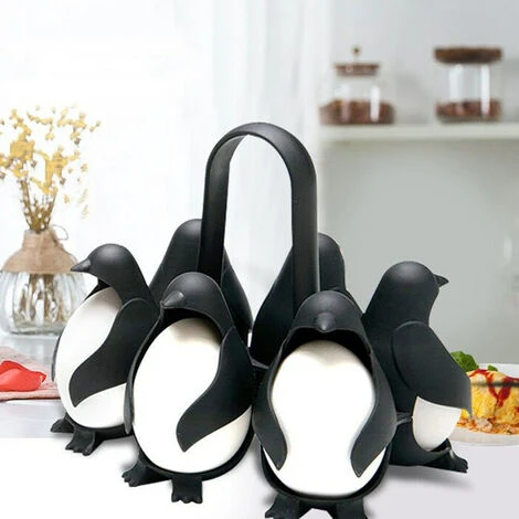 Uso Domestico Cucina Multifunzionale Egg-Boiler Nero Simpatico Cartone Animato Pinguino Forma Scaffale Portaoggetti (Nero) 5 Uso Domestico Cucina Multifunzionale Egg-Boiler Nero Simpatico Cartone Animato Pinguino Forma Scaffale Portaoggetti (Nero) - immagine 5
