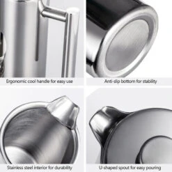 Caffettiera French Press Da 350 Ml/800 Ml/1000 Ml Caffettiera Isolata A Doppia Parete In Acciaio Inossidabile (350 Ml) -Piccoli Elettrodomestici Negozio 82105558 5