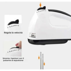 Sbattitore Elettrico Professionale Manuale 7 Velocità 260W Doppia Frusta Acciaio -Piccoli Elettrodomestici Negozio 83678251 5