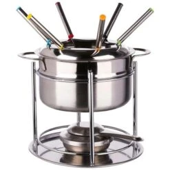 Set Da Fonduta In Acciaio Inox Per 6 Persone - Set Fonduta 6 Persone, Acciaio Inossidabile, Dimensioni D. 19 X H. 17 Cm - 5 Five Simply Smart