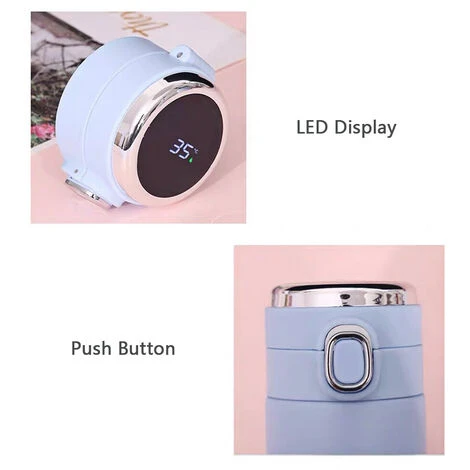 Bottiglia Isolata Sottovuoto Intelligente Da 420 Ml Display Della Temperatura In Tempo Reale LED Touch Screen Bottiglia Sottovuoto In Acciaio Inossidabile Tazza Da Viaggio (blu) 3 Bottiglia Isolata Sottovuoto Intelligente Da 420 Ml Display Della Temperatura In Tempo Reale LED Touch Screen Bottiglia Sottovuoto In Acciaio Inossidabile Tazza Da Viaggio (blu) - immagine 3