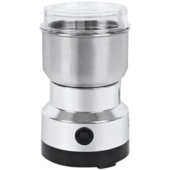 Grinder Domestico Mini Polverizzatore Elettrico Per Erbe In Acciaio Inossidabile Lama A Quattro Lame 150W Trituratore Per Caffè Ultrafine Ad Alta Potenza (Argento, Spina Europea)