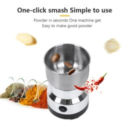 Grinder Domestico Mini Polverizzatore Elettrico Per Erbe In Acciaio Inossidabile Lama A Quattro Lame 150W Trituratore Per Caffè Ultrafine Ad Alta Potenza (Argento, Spina Europea) -Piccoli Elettrodomestici Negozio 85895292 3