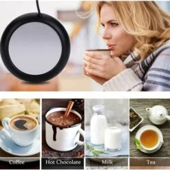 Scaldabicchieri USB Con Venature Del Legno, Per Bevande Calde, Tappetino Per Tazze Da Caffè Riscaldato Da Scrivania (nero) -Piccoli Elettrodomestici Negozio 85896840 5