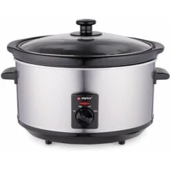 Alpina Pentola Elettrica Ovale Cottura Lenta 3,5Lt Acciaio Ceramica Antiaderente 240W