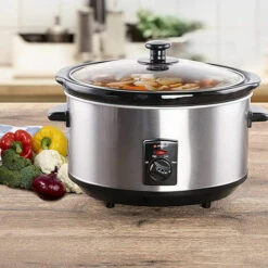 Alpina Pentola Elettrica Ovale Cottura Lenta 3,5Lt Acciaio Ceramica Antiaderente 240W -Piccoli Elettrodomestici Negozio 86249054 4