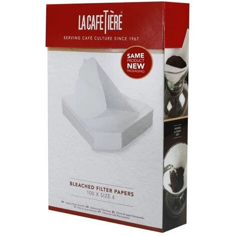 La Cafetière - Carta Da Filtro Per Caffè Sbiancata, Taglia 4, 100 Pezzi, In Confezione Regalo 1 La Cafetière - Carta Da Filtro Per Caffè Sbiancata, Taglia 4, 100 Pezzi, In Confezione Regalo