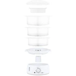 Wëasy - Pentola A Vapore Elettrico VEGE8, Multifunzione, 9 L, 3 Ciotole Impilabili Rimovibili Per Cottura Uova, Verdure, Carne, Pesce, Ciotola Per Riso, Timer 60 Min, Conservazione Delle Vitamine -Piccoli Elettrodomestici Negozio 86649804 3