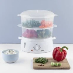 Wëasy - Pentola A Vapore Elettrico VEGE8, Multifunzione, 9 L, 3 Ciotole Impilabili Rimovibili Per Cottura Uova, Verdure, Carne, Pesce, Ciotola Per Riso, Timer 60 Min, Conservazione Delle Vitamine -Piccoli Elettrodomestici Negozio 86649804 4
