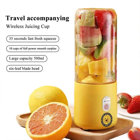 Frullatore Portatile USB Da 500 Ml Frullatore Per Succo Fresco Ricaricabile Frullatore Elettrico A 6 Lame Frullatore Frullatore Per Frullato Di Ghiaccio 2 Frullatore Portatile USB Da 500 Ml Frullatore Per Succo Fresco Ricaricabile Frullatore Elettrico A 6 Lame Frullatore Frullatore Per Frullato Di Ghiaccio - immagine 2