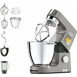 Kenwood KWL90.034SI Impastatrice Planetaria Titanium Chef Patissier XL Con Ciotola EasyWarm Da 7L, Bilancia Integrata E Frullatore, Illuminazione In Ciotola, 10 ANNI DI GARANZIA SUL MOTORE, SIlver