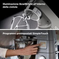 Kenwood KWL90.034SI Impastatrice Planetaria Titanium Chef Patissier XL Con Ciotola EasyWarm Da 7L, Bilancia Integrata E Frullatore, Illuminazione In Ciotola, 10 ANNI DI GARANZIA SUL MOTORE, SIlver -Piccoli Elettrodomestici Negozio 89659452 3
