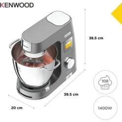 Kenwood KWL90.034SI Impastatrice Planetaria Titanium Chef Patissier XL Con Ciotola EasyWarm Da 7L, Bilancia Integrata E Frullatore, Illuminazione In Ciotola, 10 ANNI DI GARANZIA SUL MOTORE, SIlver -Piccoli Elettrodomestici Negozio 89659452 4