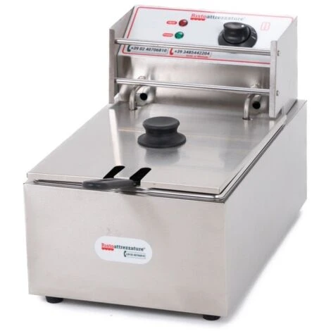 Friggitrice Elettrica Professionale Singola Vasca In Acciaio Inox Per Pub Bar Ristoranti Da Banco - 6 Litri 1 Friggitrice Elettrica Professionale Singola Vasca In Acciaio Inox Per Pub Bar Ristoranti Da Banco - 6 Litri