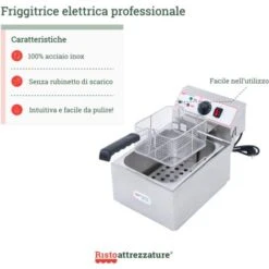 Friggitrice Elettrica Professionale Singola Vasca In Acciaio Inox Per Pub Bar Ristoranti Da Banco - 6 Litri 7 Friggitrice Elettrica Professionale Singola Vasca In Acciaio Inox Per Pub Bar Ristoranti Da Banco - 6 Litri -Piccoli Elettrodomestici Negozio 91343429 3