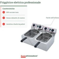Friggitrice Elettrica Professionale 10+10 Litri Doppia Vasca In Acciaio Inox Per Pub Bar Ristoranti Da Banco -Piccoli Elettrodomestici Negozio 91343446 3