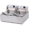 Friggitrice Elettrica Professionale 6+6 Litri Doppia Vasca In Acciaio Inox Per Pub Bar Ristoranti Da Banco Monofase