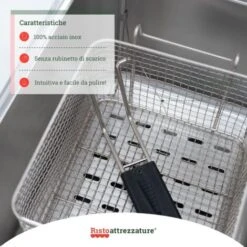 Friggitrice Elettrica Professionale 6+6 Litri Doppia Vasca In Acciaio Inox Per Pub Bar Ristoranti Da Banco Monofase -Piccoli Elettrodomestici Negozio 91343470 3