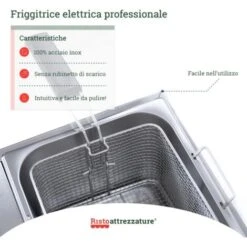 Friggitrice Elettrica Professionale 13+13 Litri Doppia Vasca In Acciaio Inox Per Pub Bar Ristoranti Da Banco -Piccoli Elettrodomestici Negozio 91343477 3